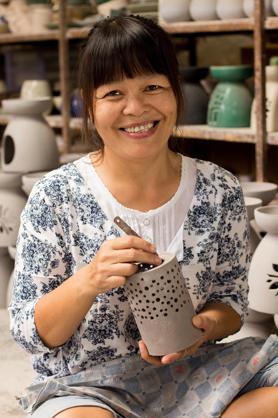 Hand-Crafted Thai Unglazed Ceramic Clay Owl Oil Warmer - Cozy Owl