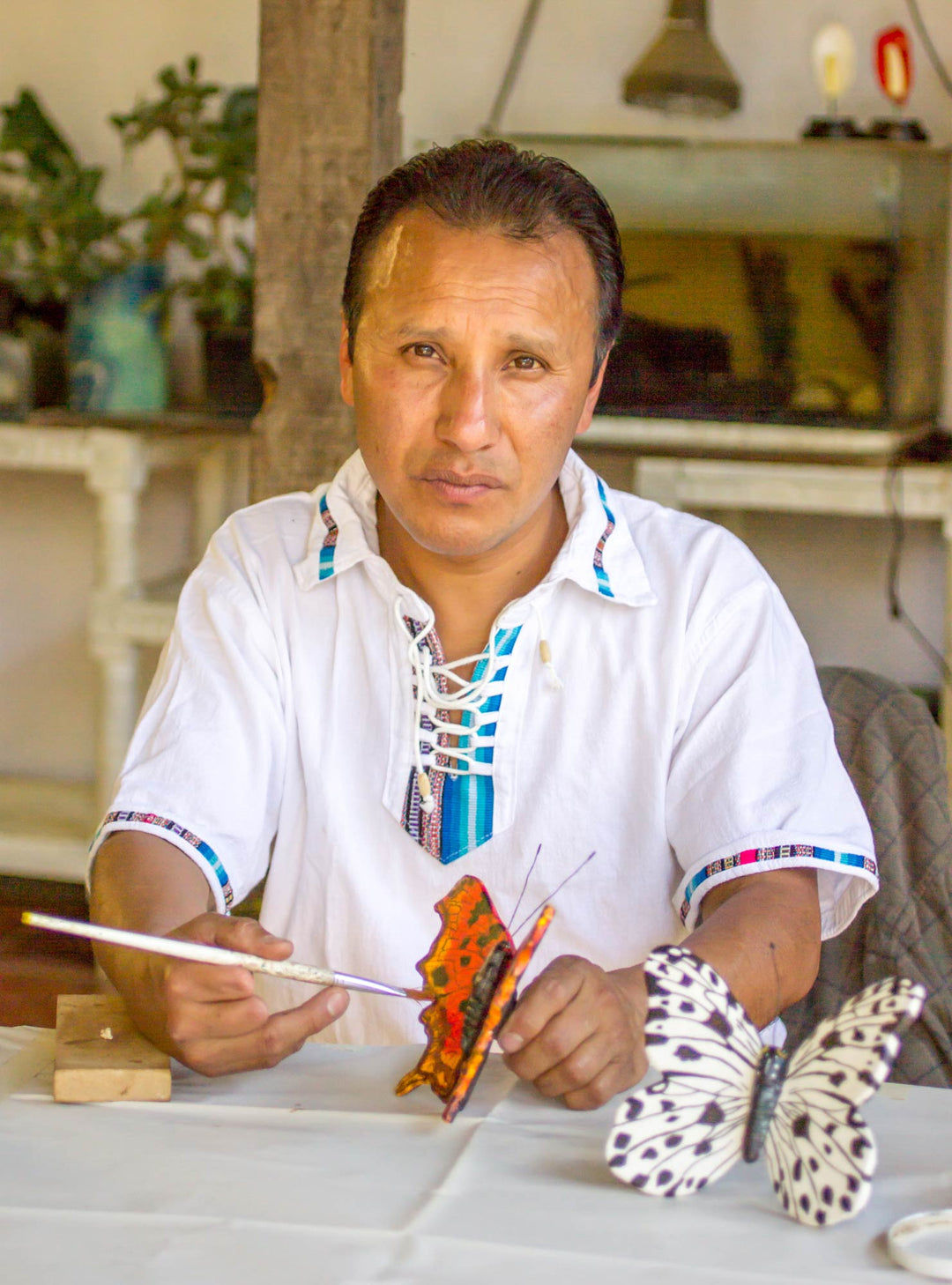 Floral Adjustable Painted Ceramic Pendant Necklace in Yellow - Night's Yellow Grace