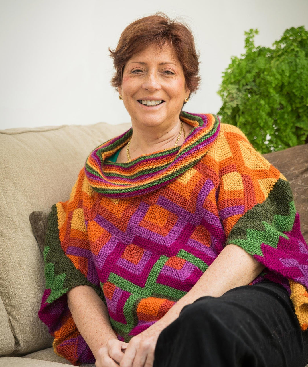 Spiral Accent Baby Alpaca Wrap Scarf in Cerise from Peru - Spiral Magic in Cerise