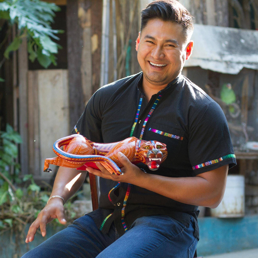 Hand Crafted Copal Wood Pangolin Alebrije from Mexico - Rainbow Pangolin