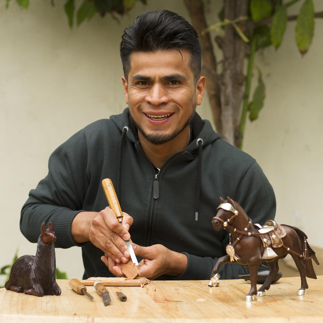 Hand-Carved Cedarwood Sculptures from Peru (Pair) - Perfect Opposites