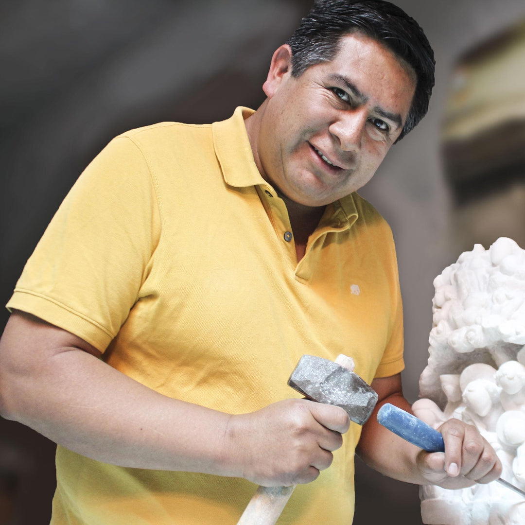 Hand-Carved Alabaster Mini Nativity Scene Sculpture - Nativity Manger