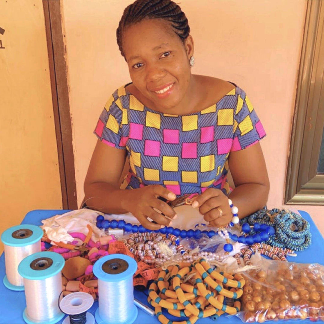 Eco-Smart Recycled Glass Bead Necklace from Ghana - Elorm