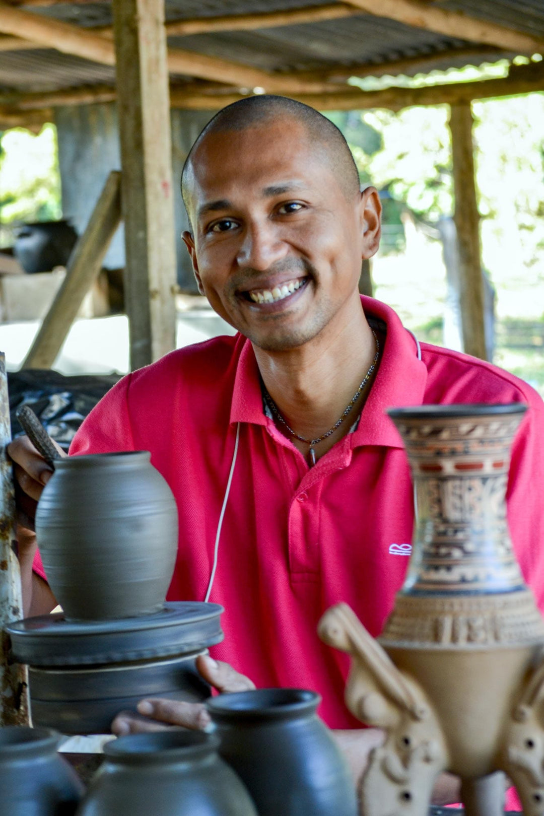 Ceramic Decorative Butterfly Vase in Black from Costa Rica - Flying Beauty