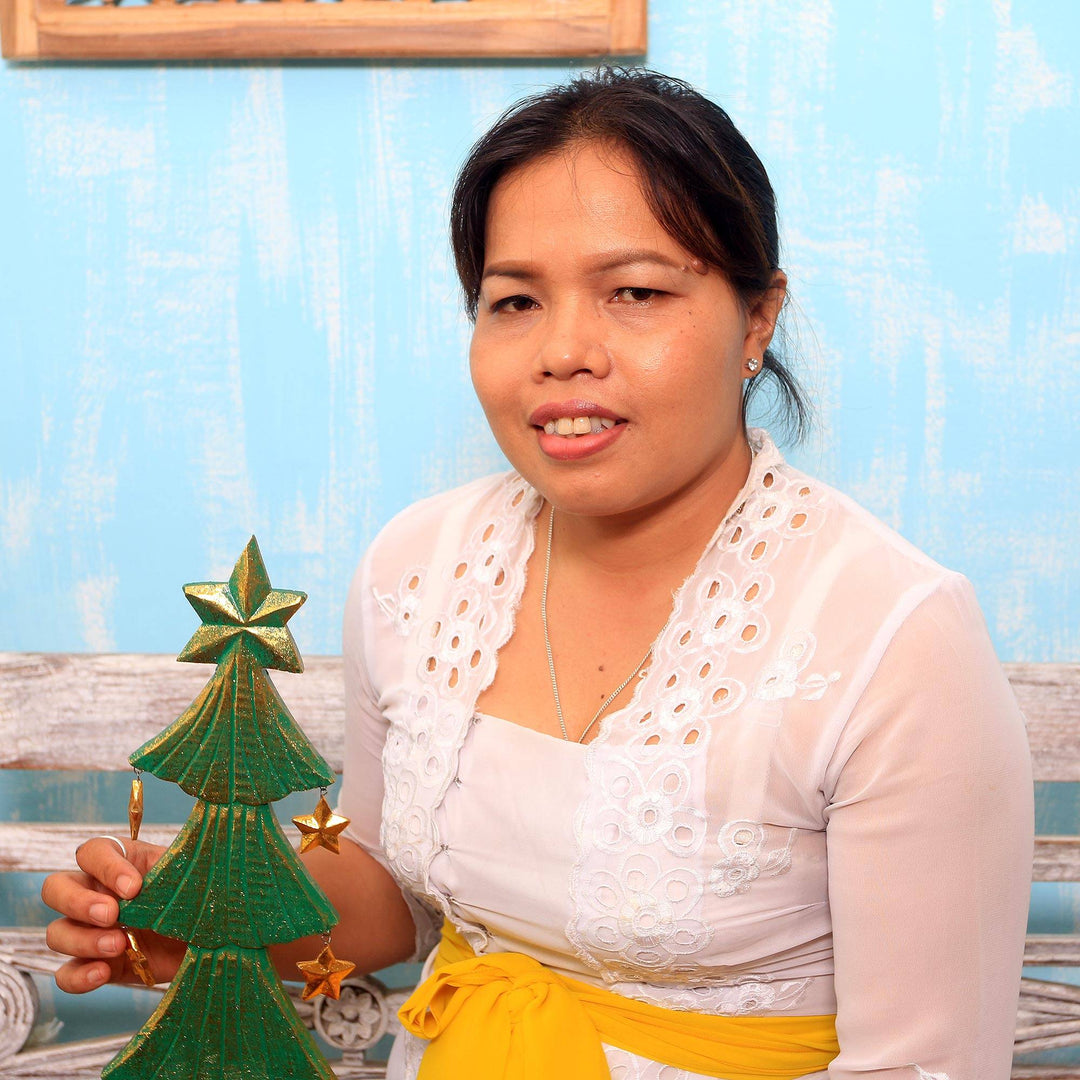 Distressed Gold-Tone Wood Accent  - Merry Christmas