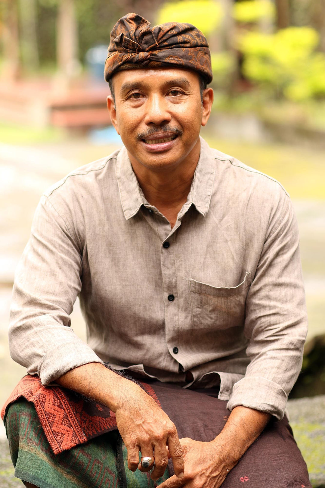 18k Gold-Accented Traditional Half-Moon Dangle Earrings - Bali Moonlight