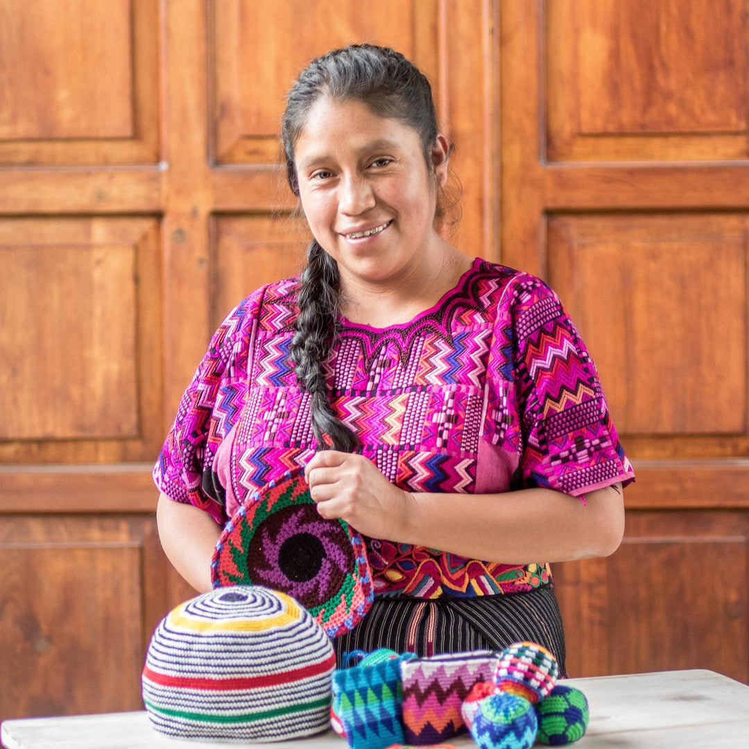 Crocheted Multicolor Cotton Coin Purse - Colors of My Homeland