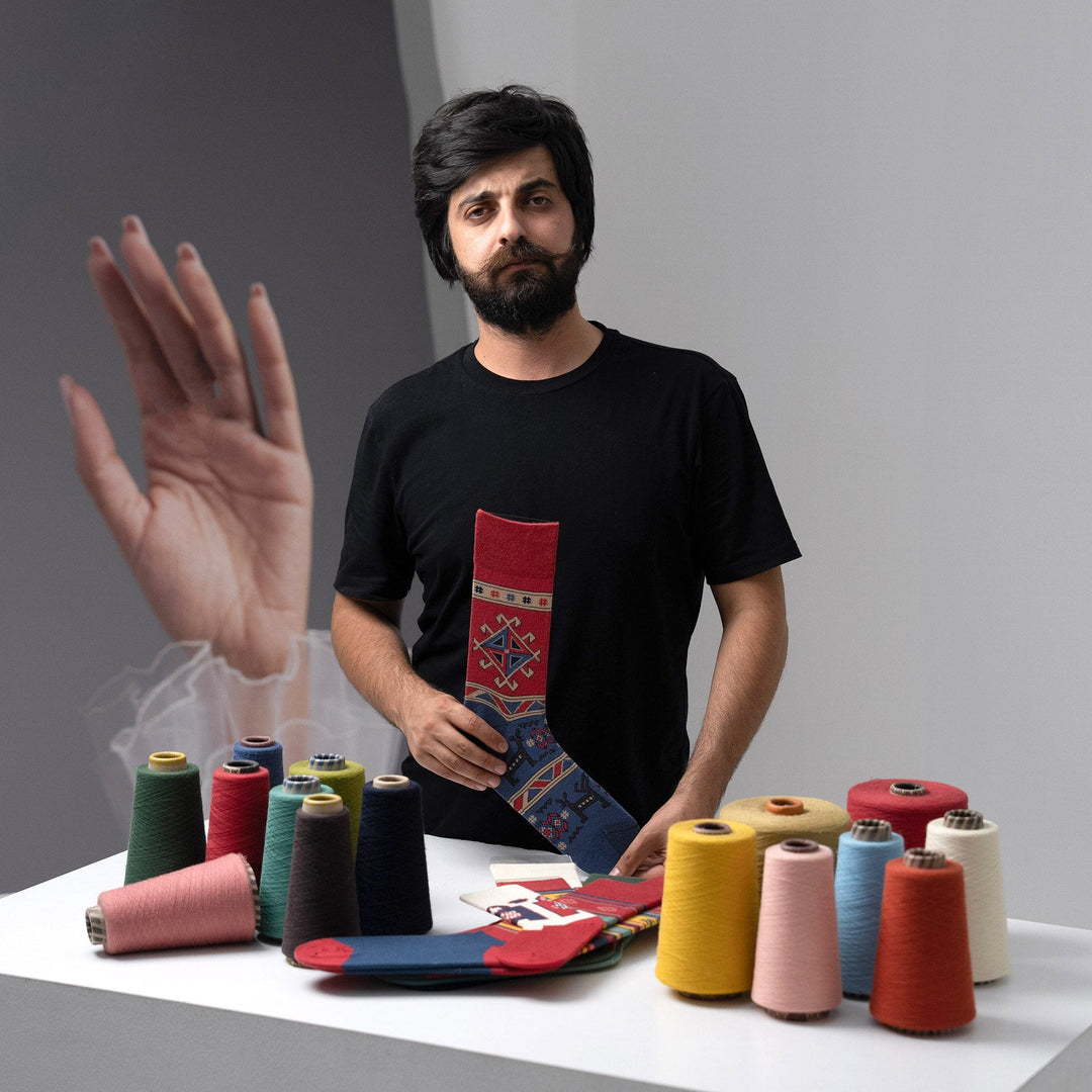 Cotton Blend Socks with Traditional Armenian Themes - Geghard's Energy
