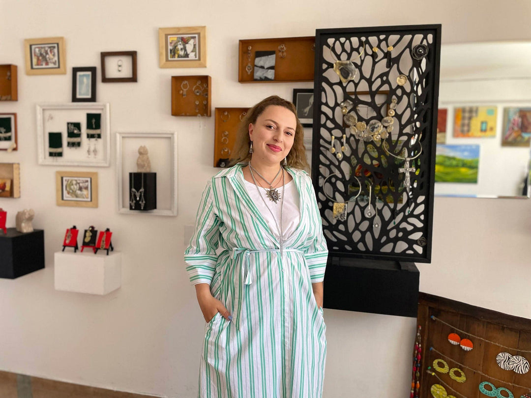 Blue and Golden-Toned Turquoise Pendant Necklace - Facets of Hope