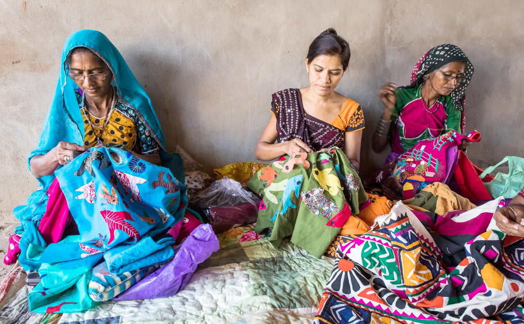 Embroidered Geometric Blue Cotton Cushion Cover - Azure Constellation