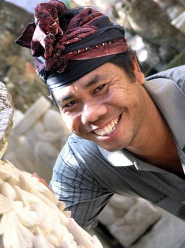 Handmade Sandstone Sculpture from Indonesia - Dreaming Child