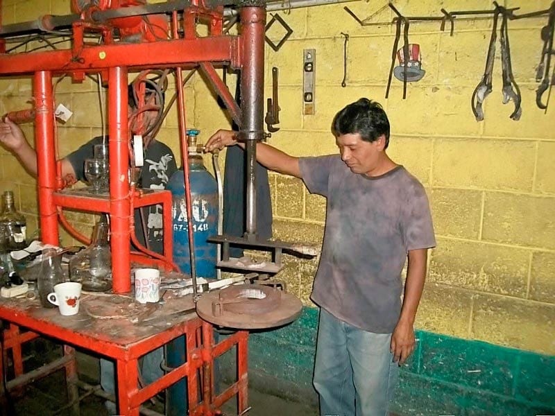 Artisan Crafted Glass Pitcher from Guatemala - Color Play