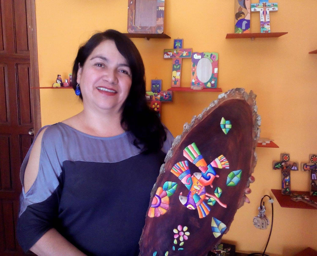 Handpainted Wood Desk Organizer - Flora and Fauna
