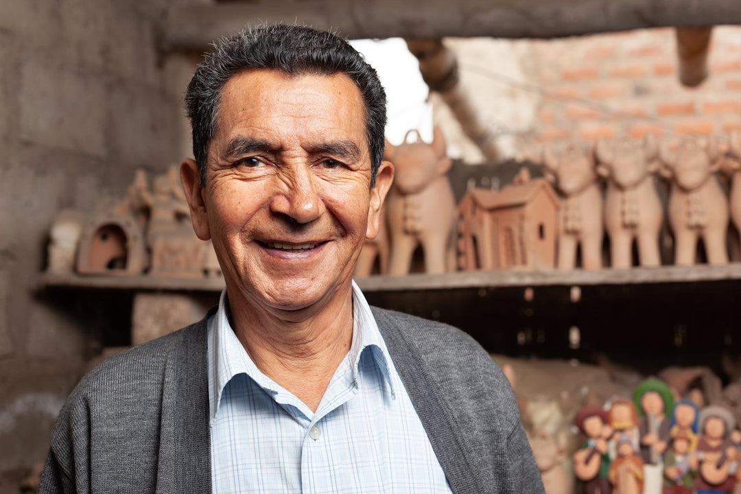 Artisan Crafted Ceramic Christmas Figurine - Bethlehem in a Reed Boat