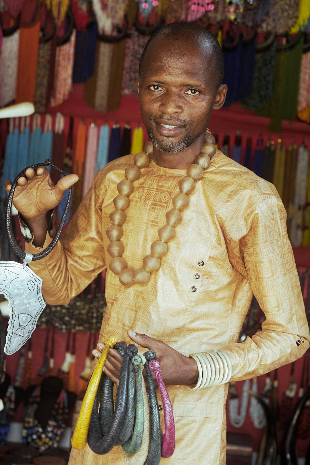 Braided Leather Bracelet in Orange - Orange Grace