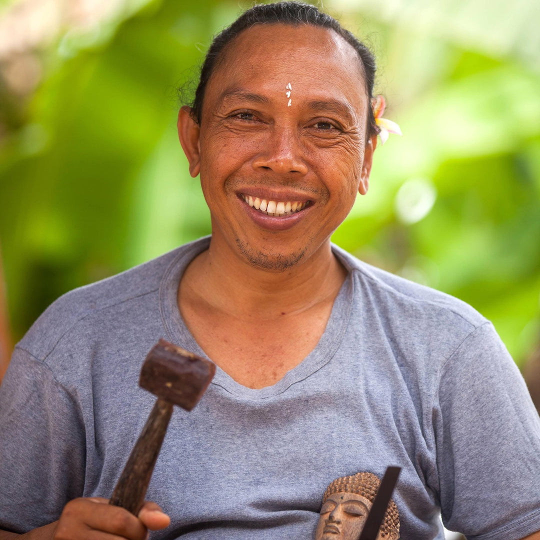 Hand-Carved Suar Wood Romantic Sculpture from Bali - Romantic Hug