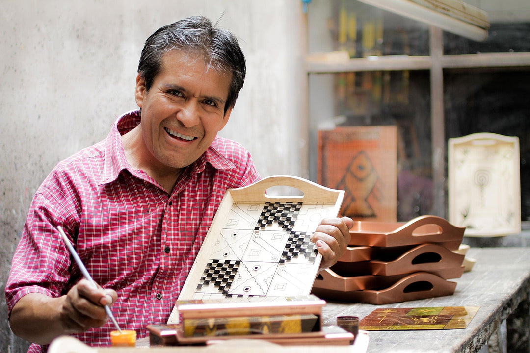 Reverse-Painted Glass Tray with Hummingbird - Highland Hummingbird in Gold