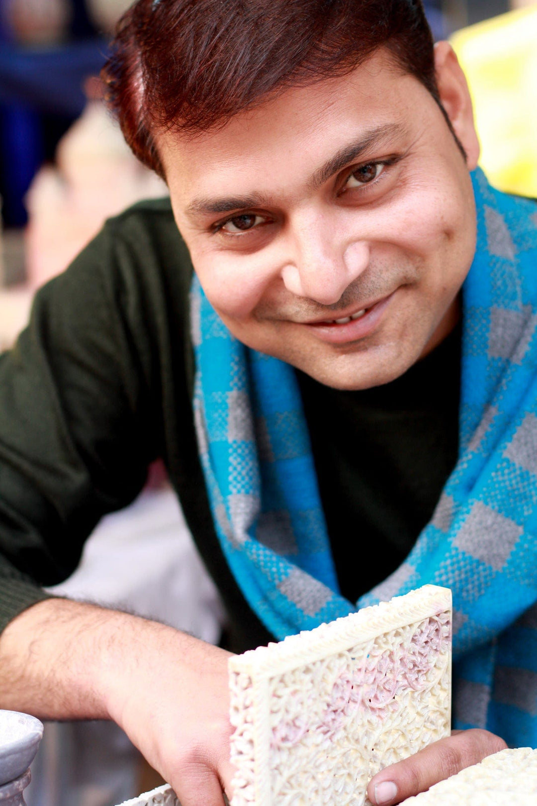 Grey Decanter Handcrafted from Natural Soapstone in India - Grey Fantasy