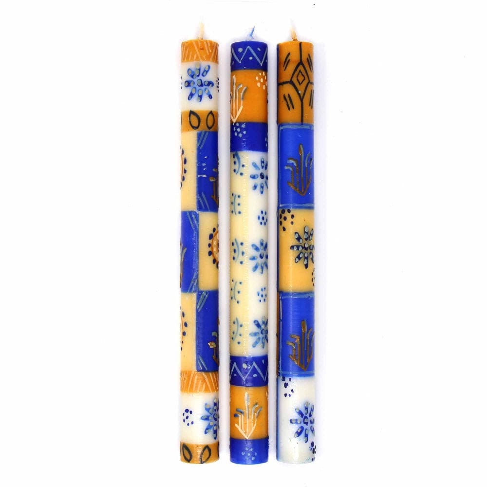 Tall Hand Painted Candles - Durra Set of 3