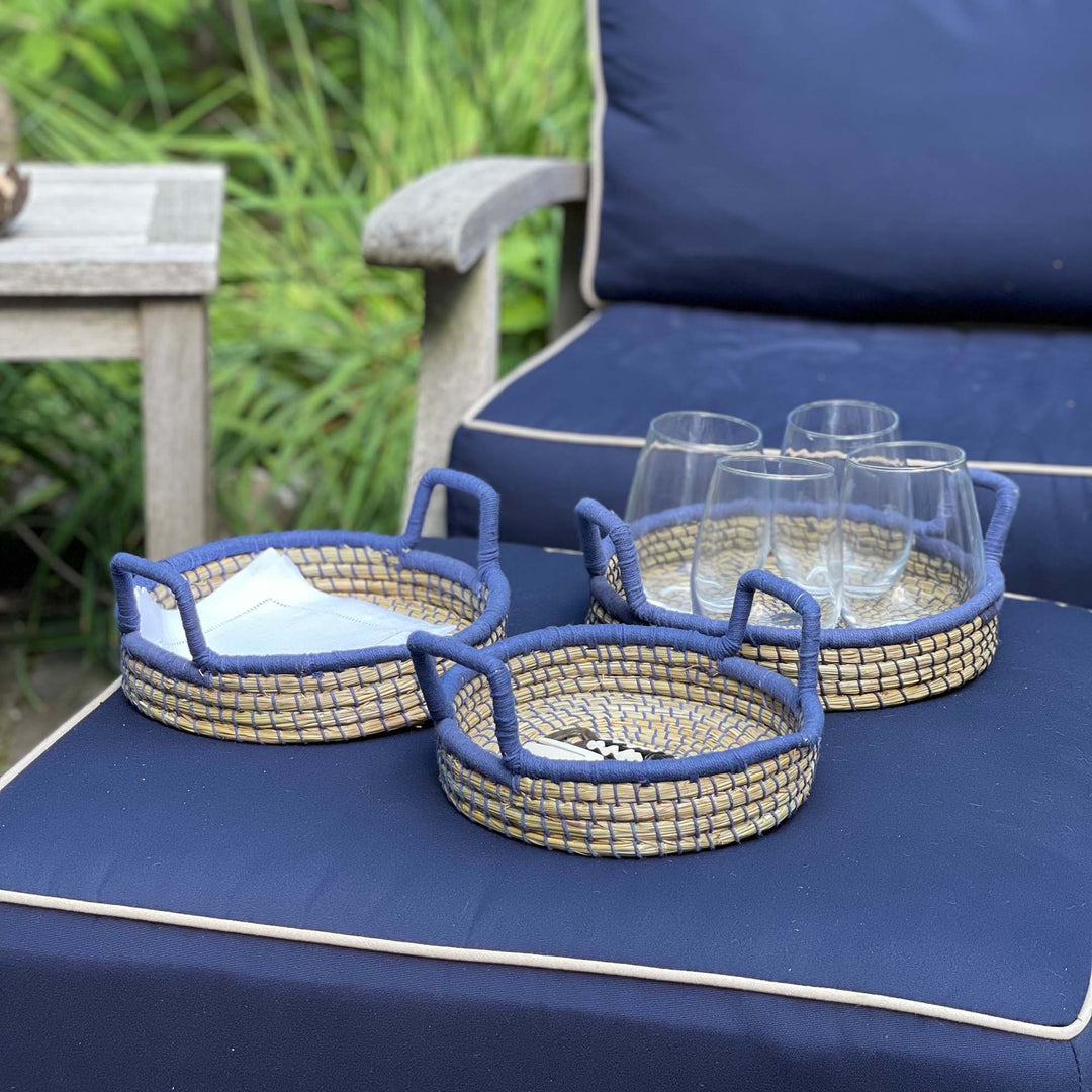Nested Baskets Blue Accents - Set of 3