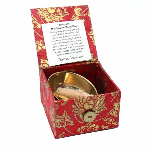 Meditation Bowl and Box: 3'' Red Lotus - Special Offer 60% Off