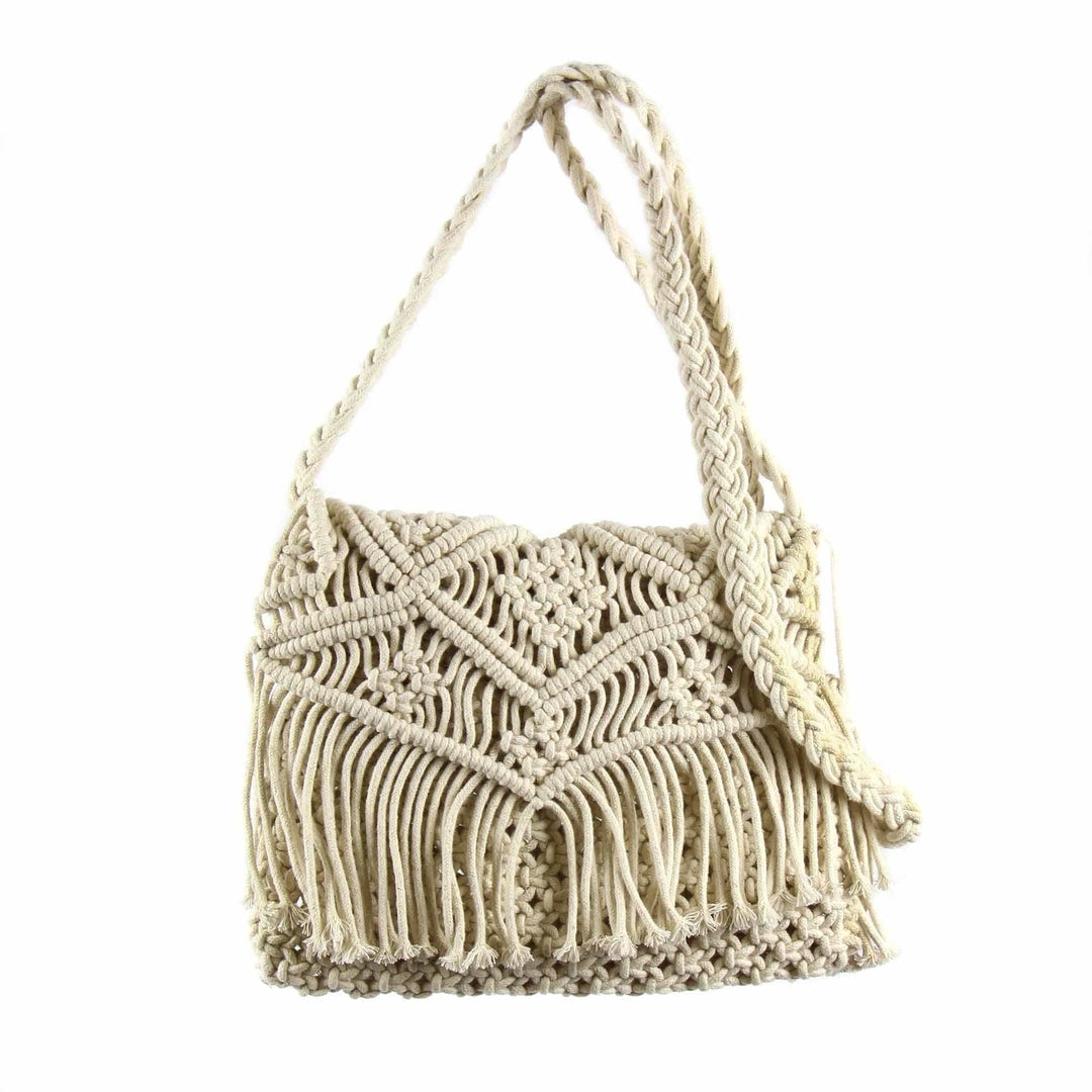 Macrame Shoulder Bag - Cream