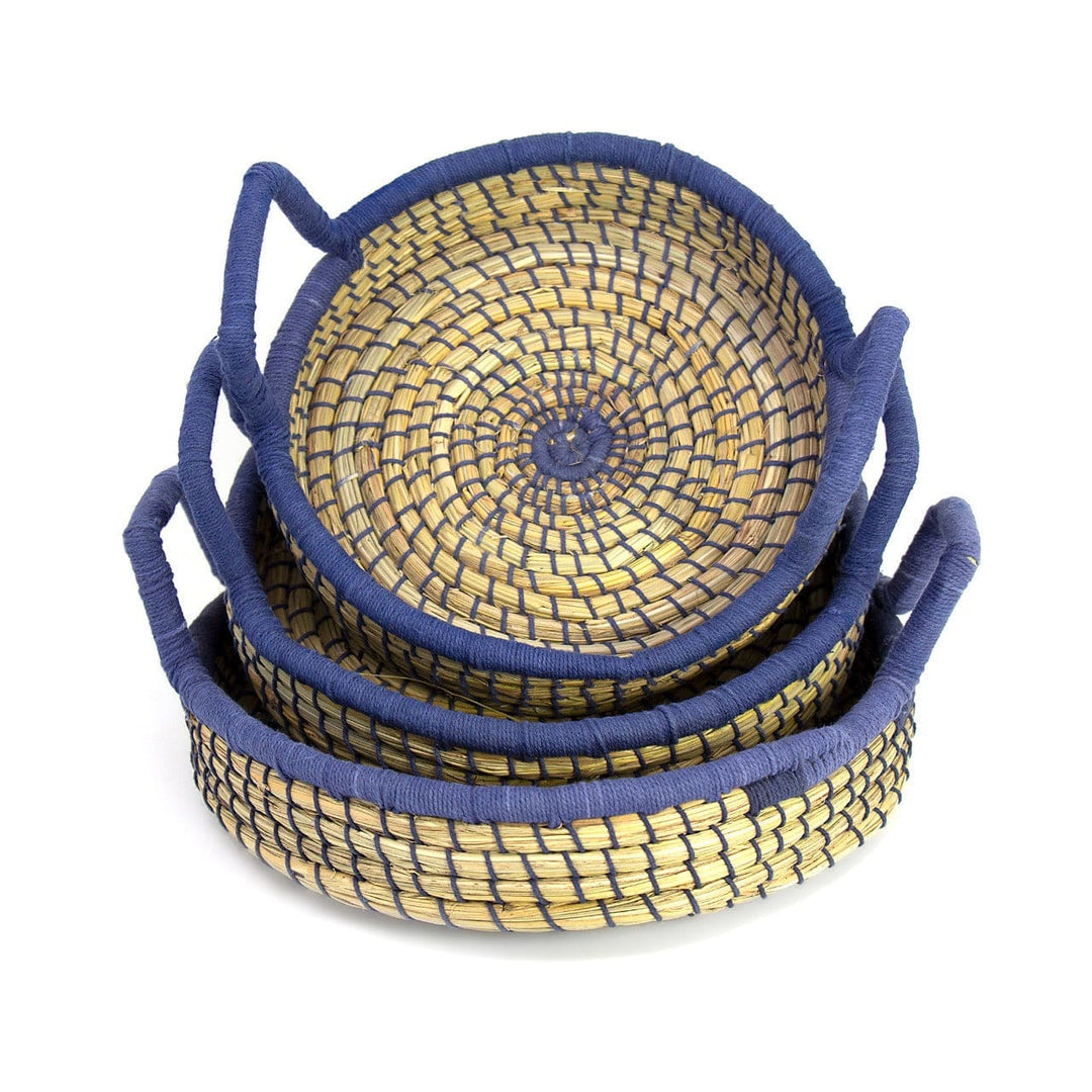 Nested Baskets Blue Accents - Set of 3