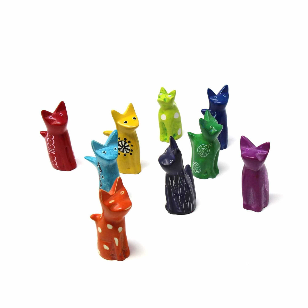 Soapstone Tiny Sitting Cats - Assorted Pack of 5