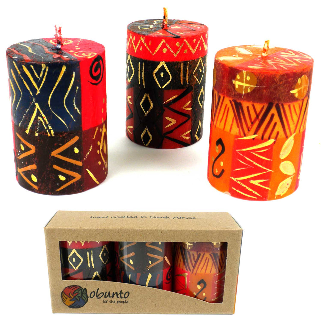 Handpainted Candles - Bongazi Design - Set of 3