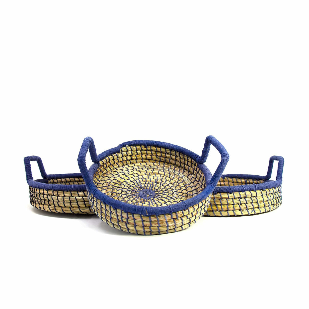 Nested Baskets Blue Accents - Set of 3