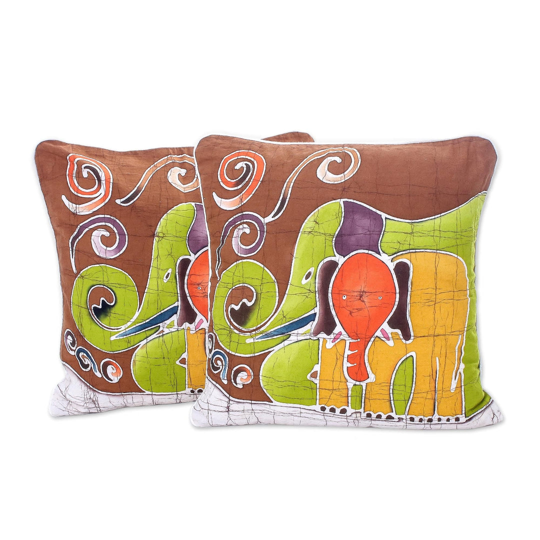 Cotton Cushion Covers from Thailand (Pair) - Elephant Family