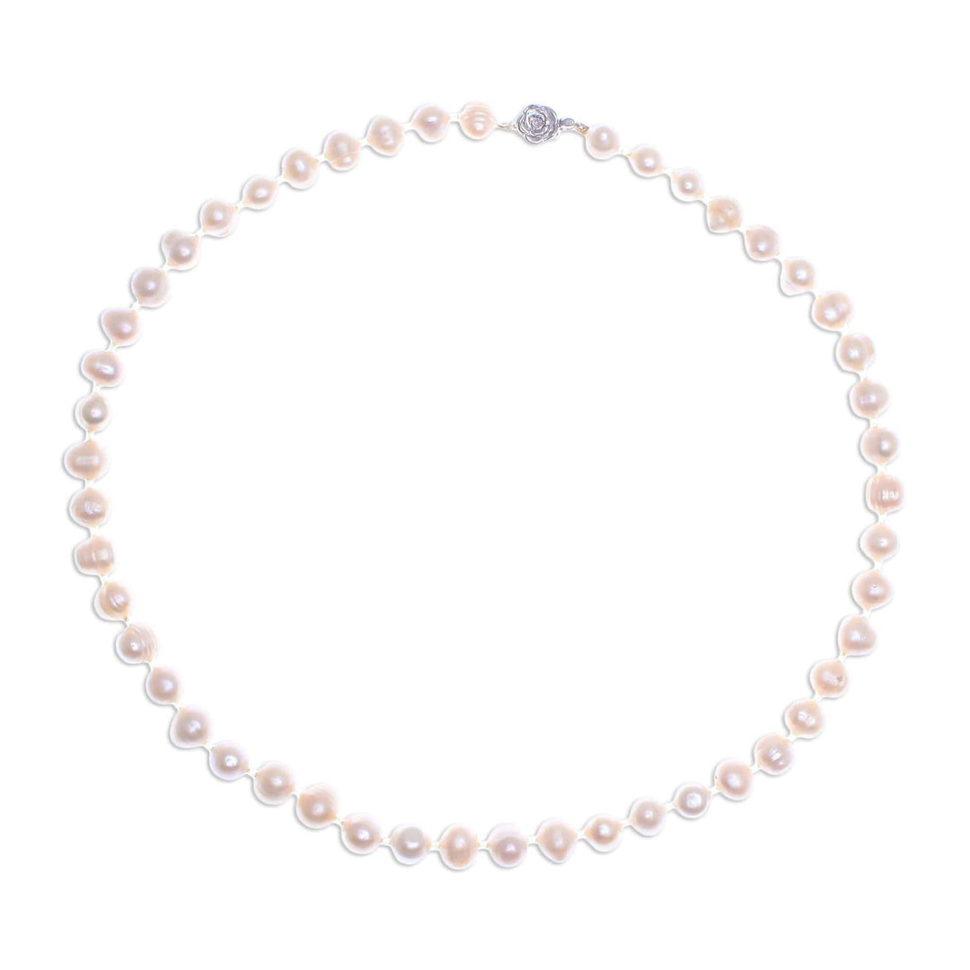 Handcrafted Bridal Pearl Strand Necklace - Pink Sea Breath
