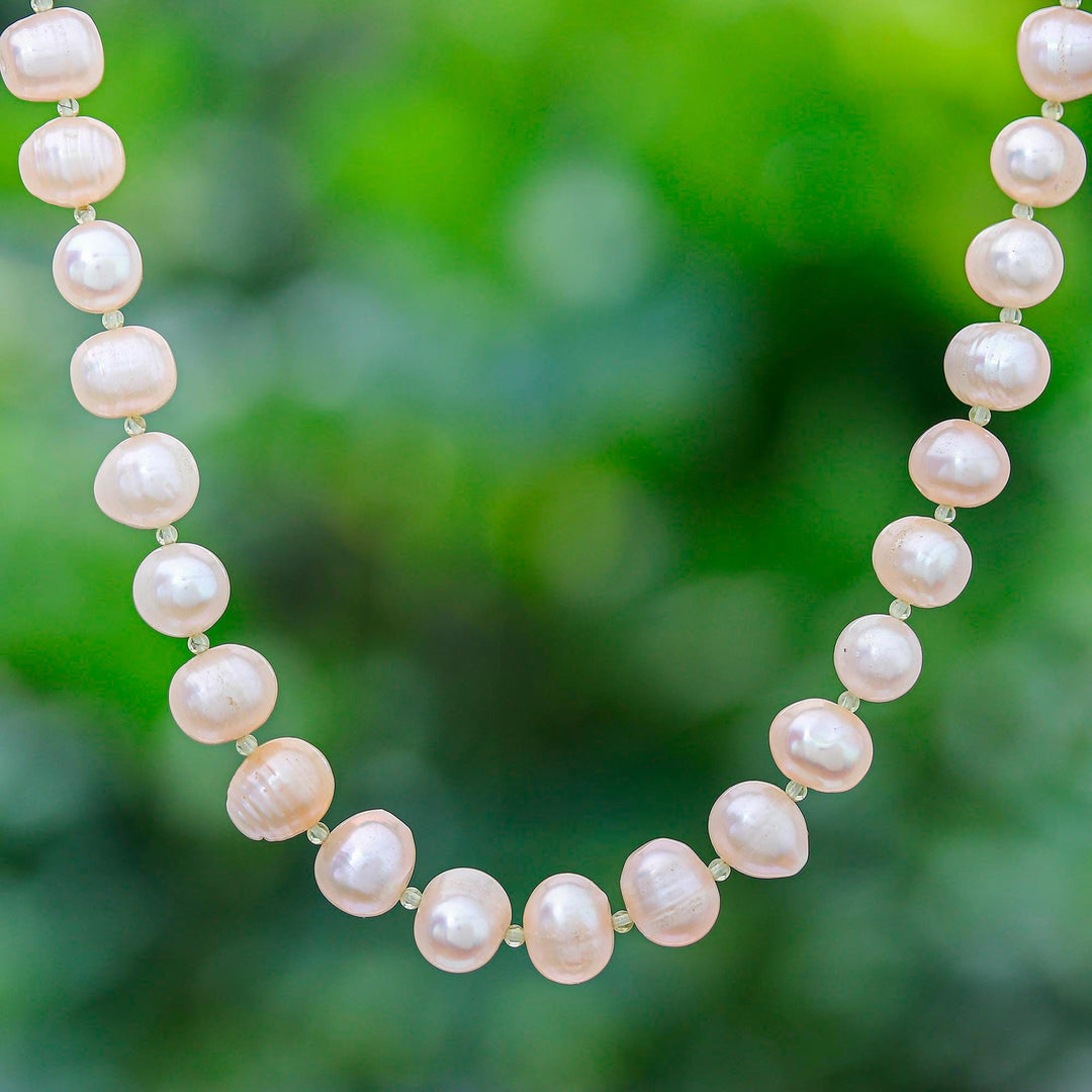 Handcrafted Bridal Pearl Strand Necklace - Pink Sea Breath