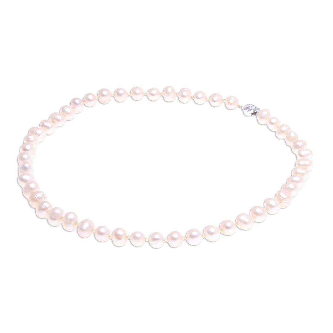 Handcrafted Bridal Pearl Strand Necklace - Pink Sea Breath