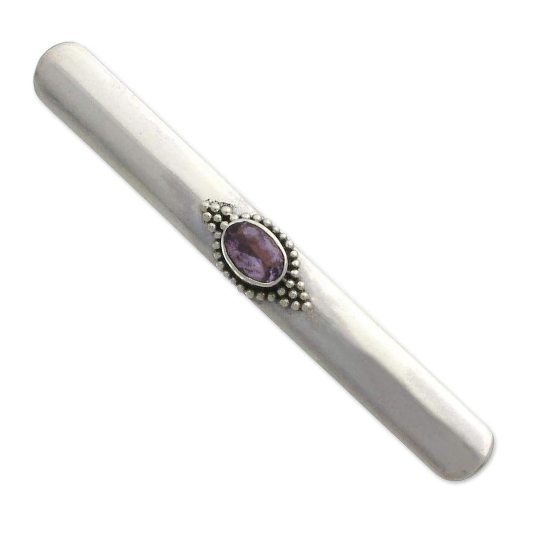 Amethyst Sterling Silver Tie Clip - Bold Spirit