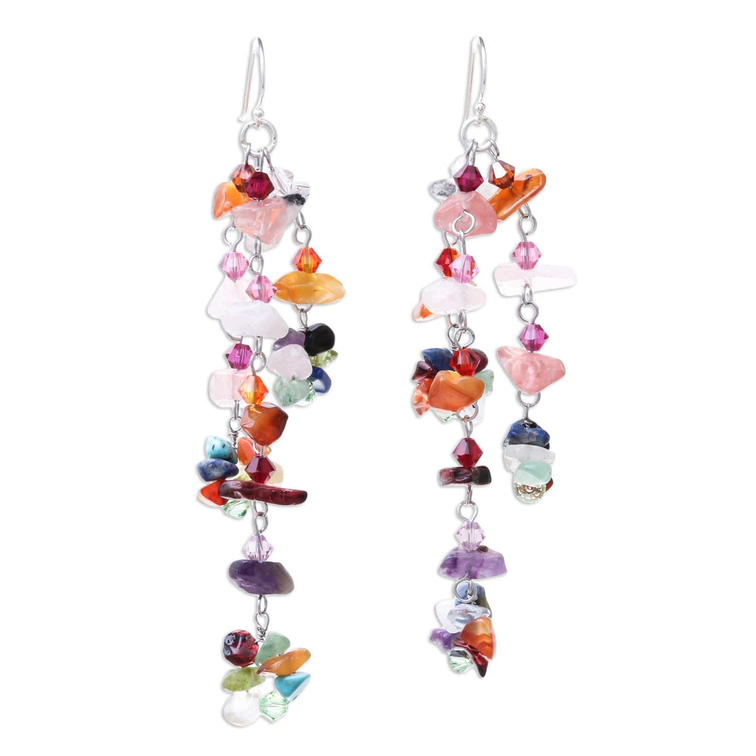 Hand Made Multigem Earrings - Rainbow Rain