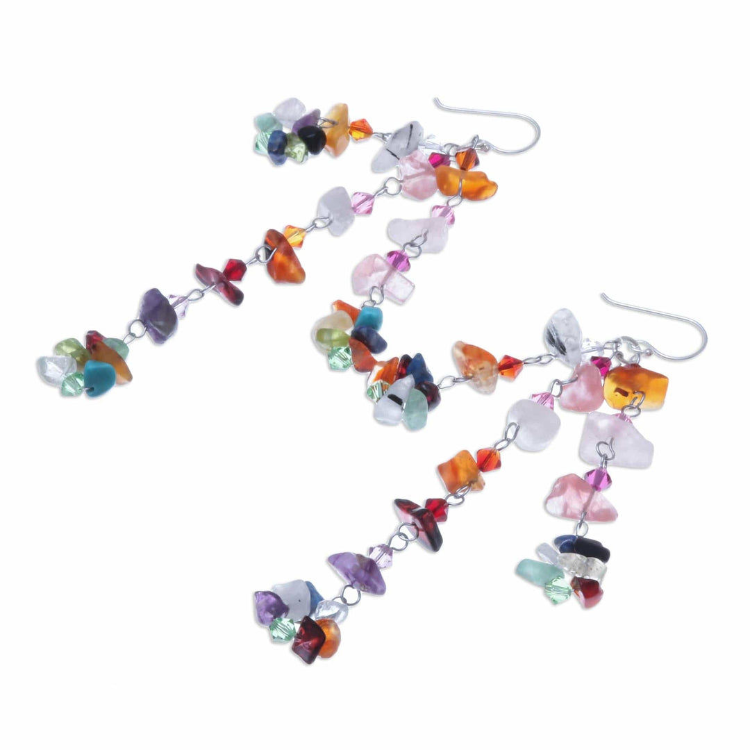 Hand Made Multigem Earrings - Rainbow Rain
