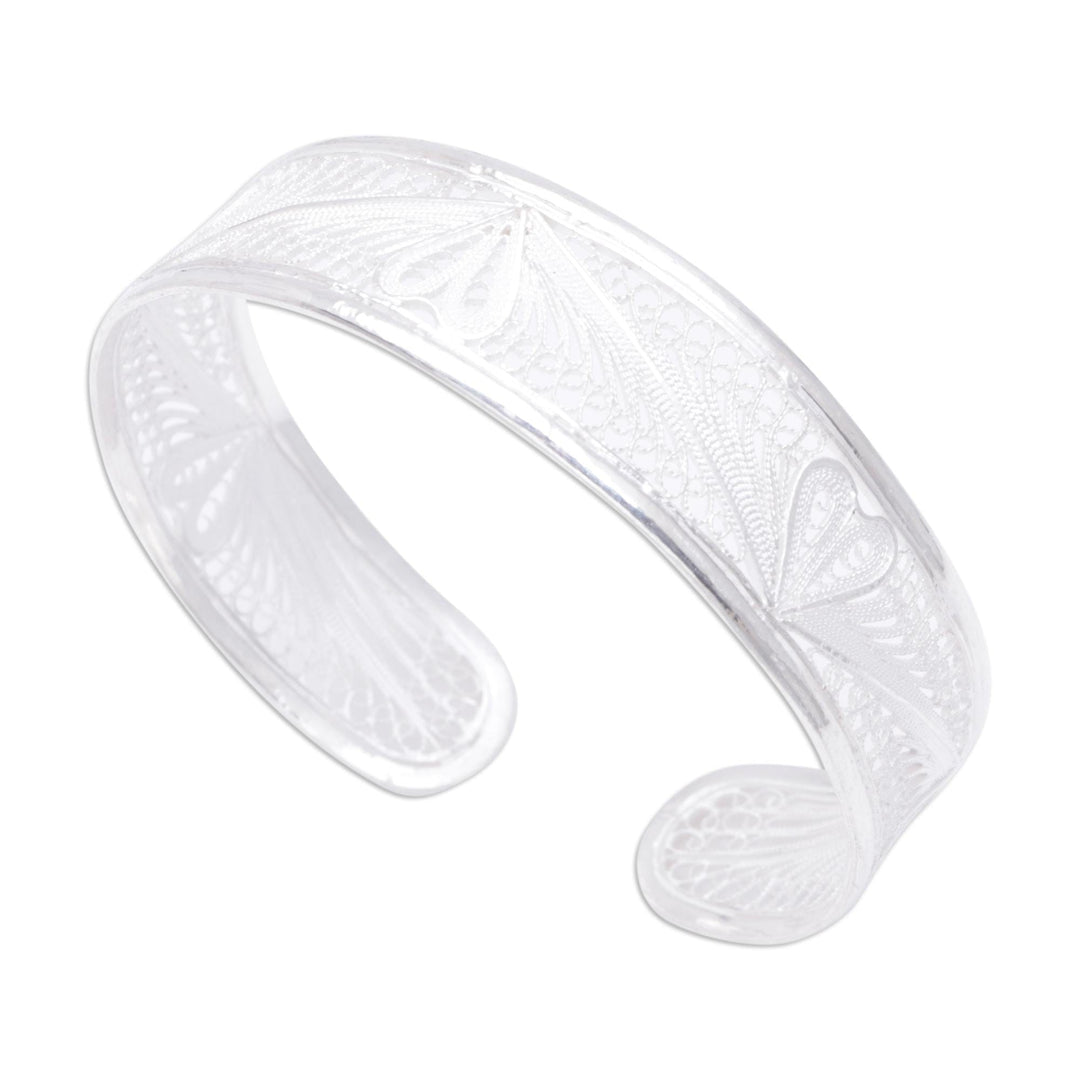 Heart Shaped Sterling Silver Cuff Bracelet - Nature's Heart