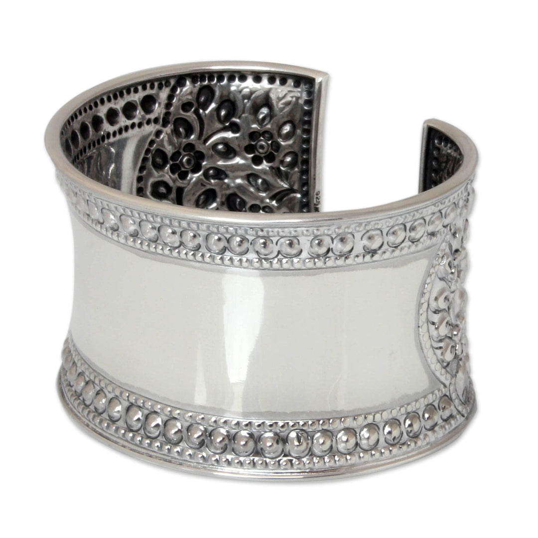 Unique Floral Sterling Silver Cuff Bracelet - Jasmine Lake
