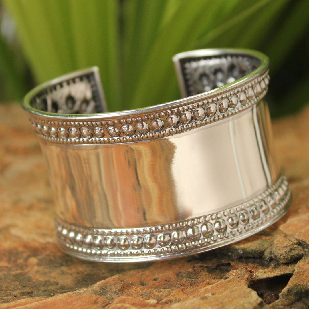 Unique Floral Sterling Silver Cuff Bracelet - Jasmine Lake