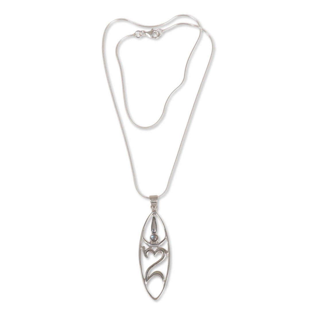 Sterling Silver and Rainbow Moonstone Pendant Necklace - Peace for the World