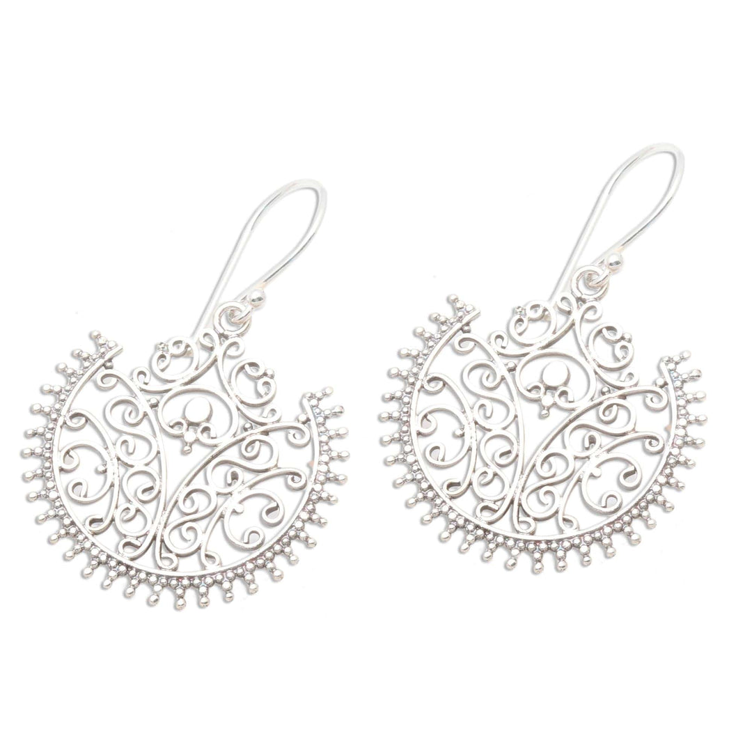 Sterling Silver Dangle Earrings - Lace Fan