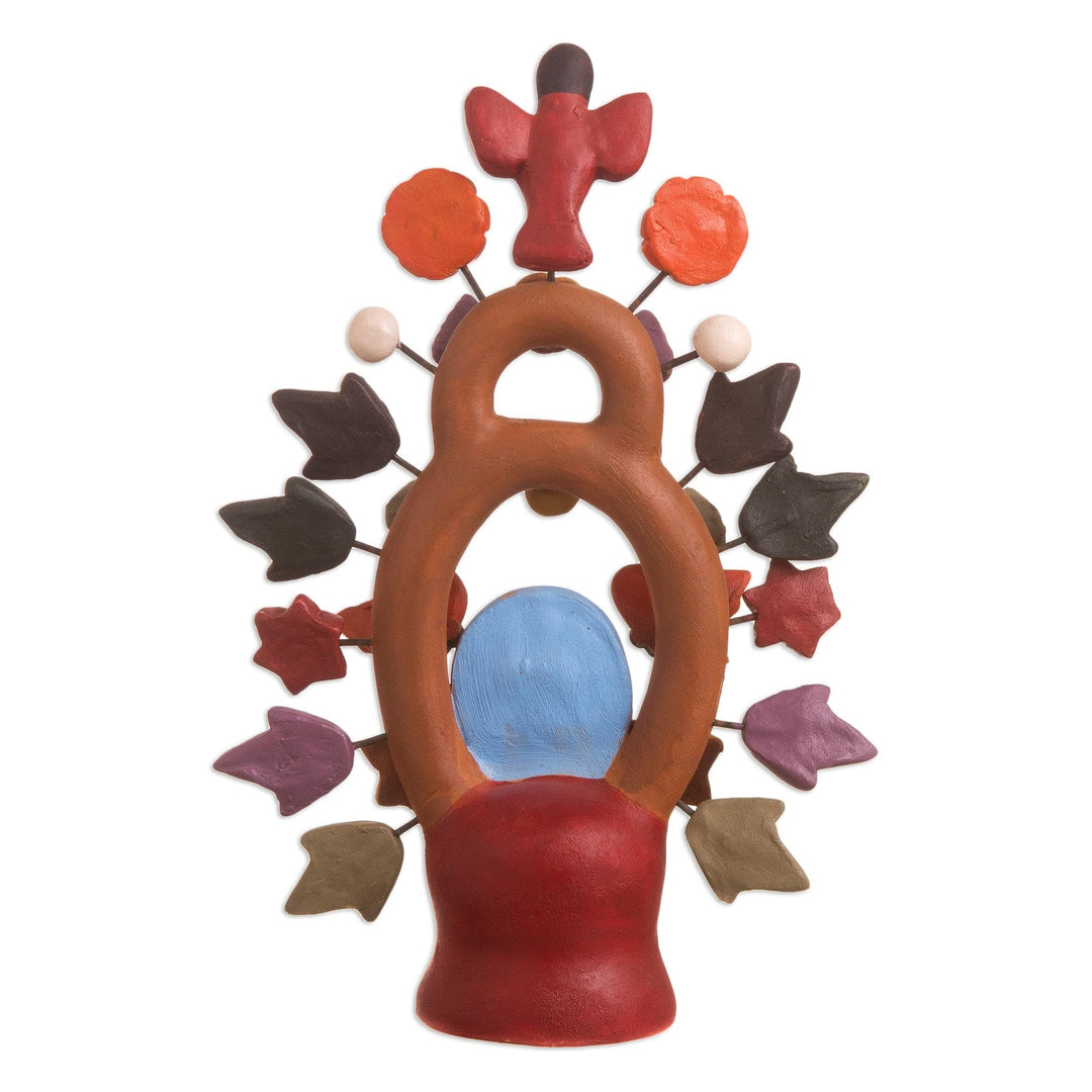 Fair Trade Ceramic Earthtone Tree of Life Sculpture  - Christmas Tree of Life