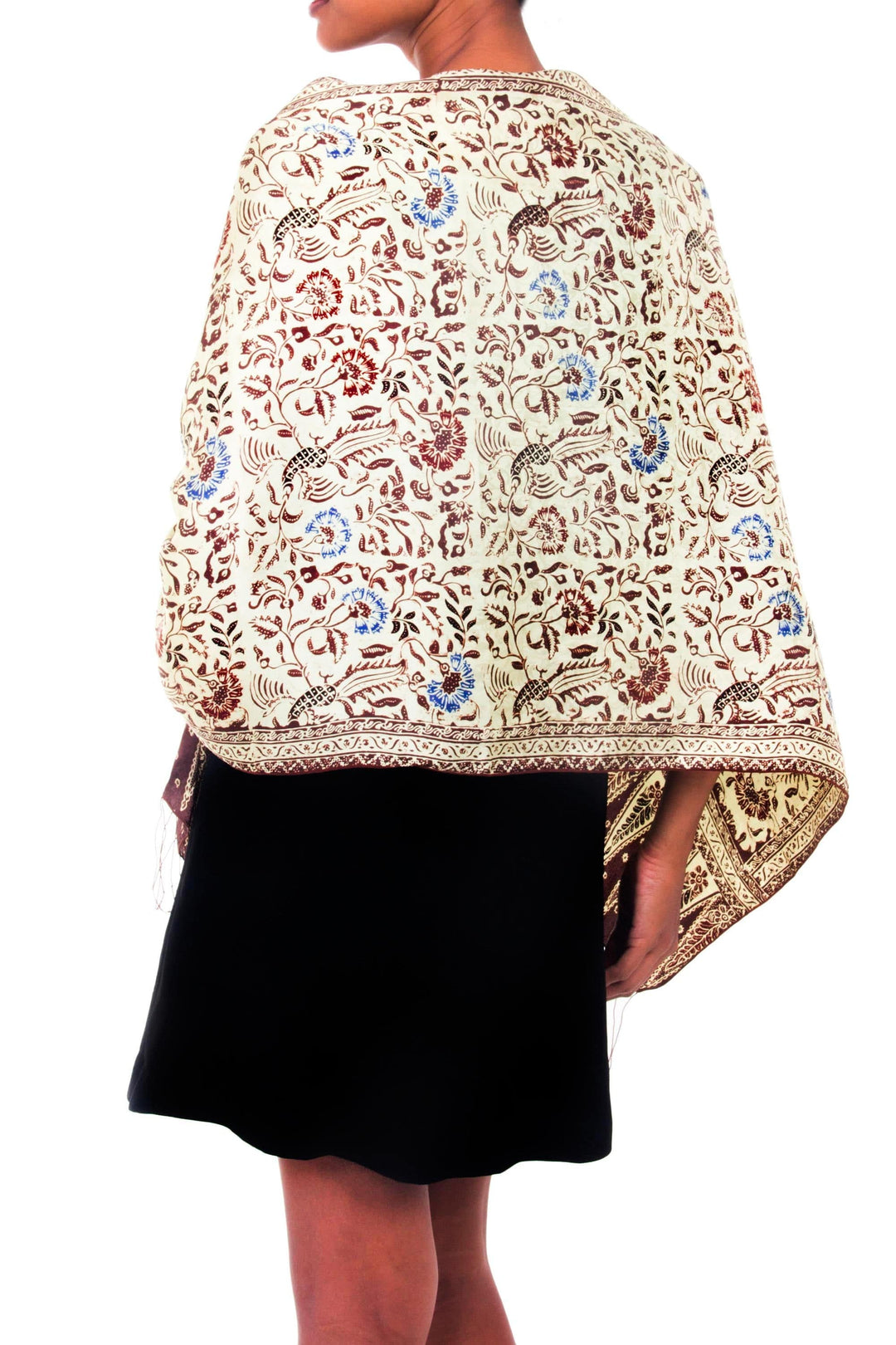 Hand Crafted Wine Floral Silk Patterned Scarf - Carnations