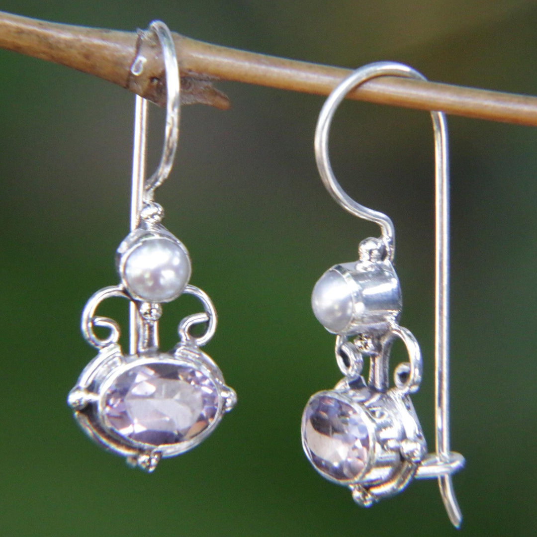 Sterling Silver Amethyst Drop Earrings - Sunrise Spirit