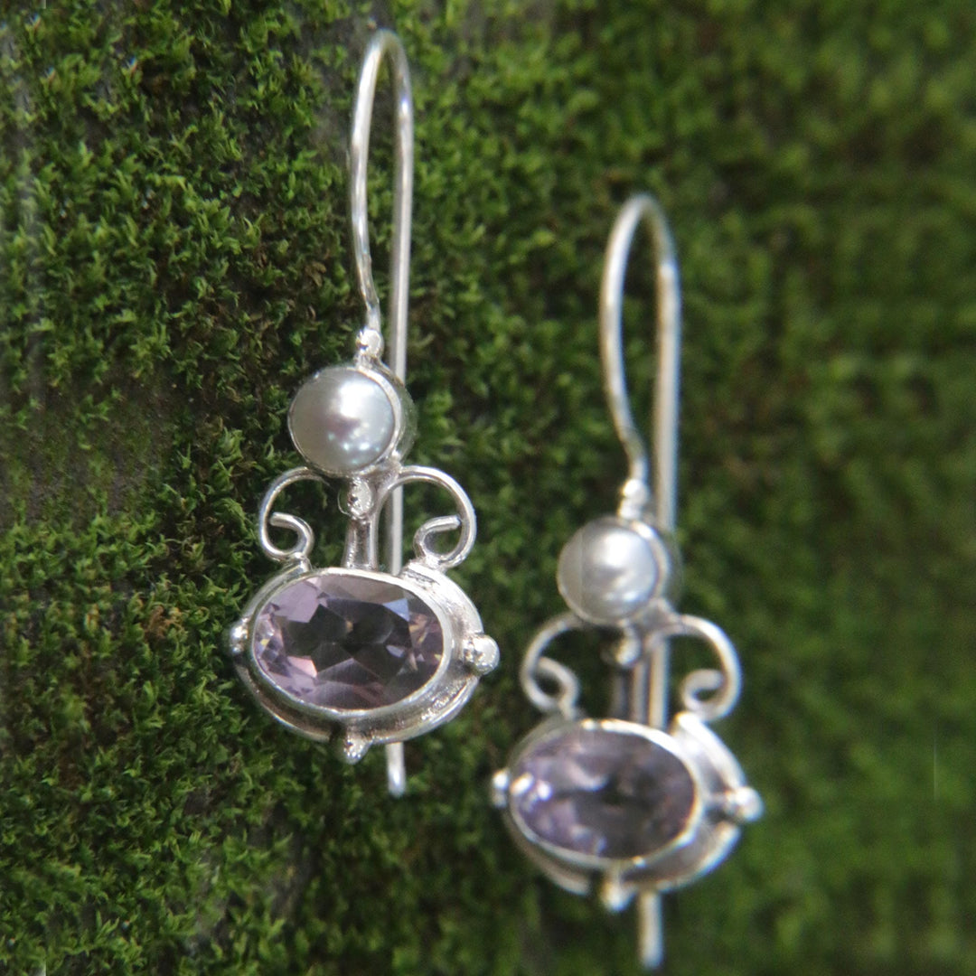 Sterling Silver Amethyst Drop Earrings - Sunrise Spirit