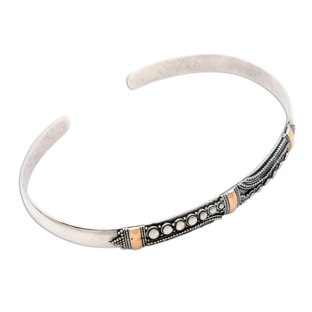 Sterling Silver Gold Accent Cuff Bracelet from Indonesia - Gladiola