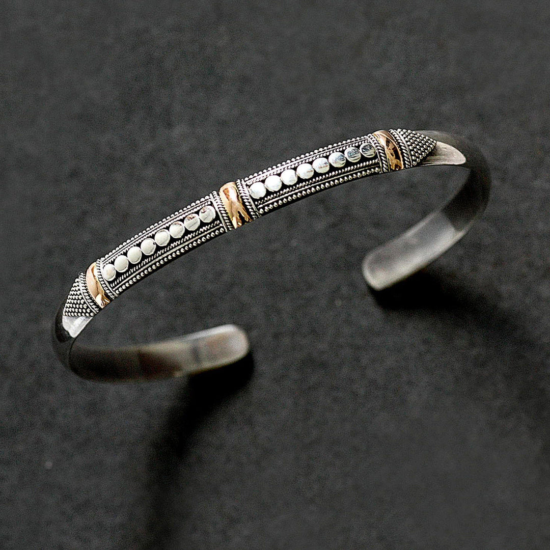 Sterling Silver Gold Accent Cuff Bracelet - Fireflies