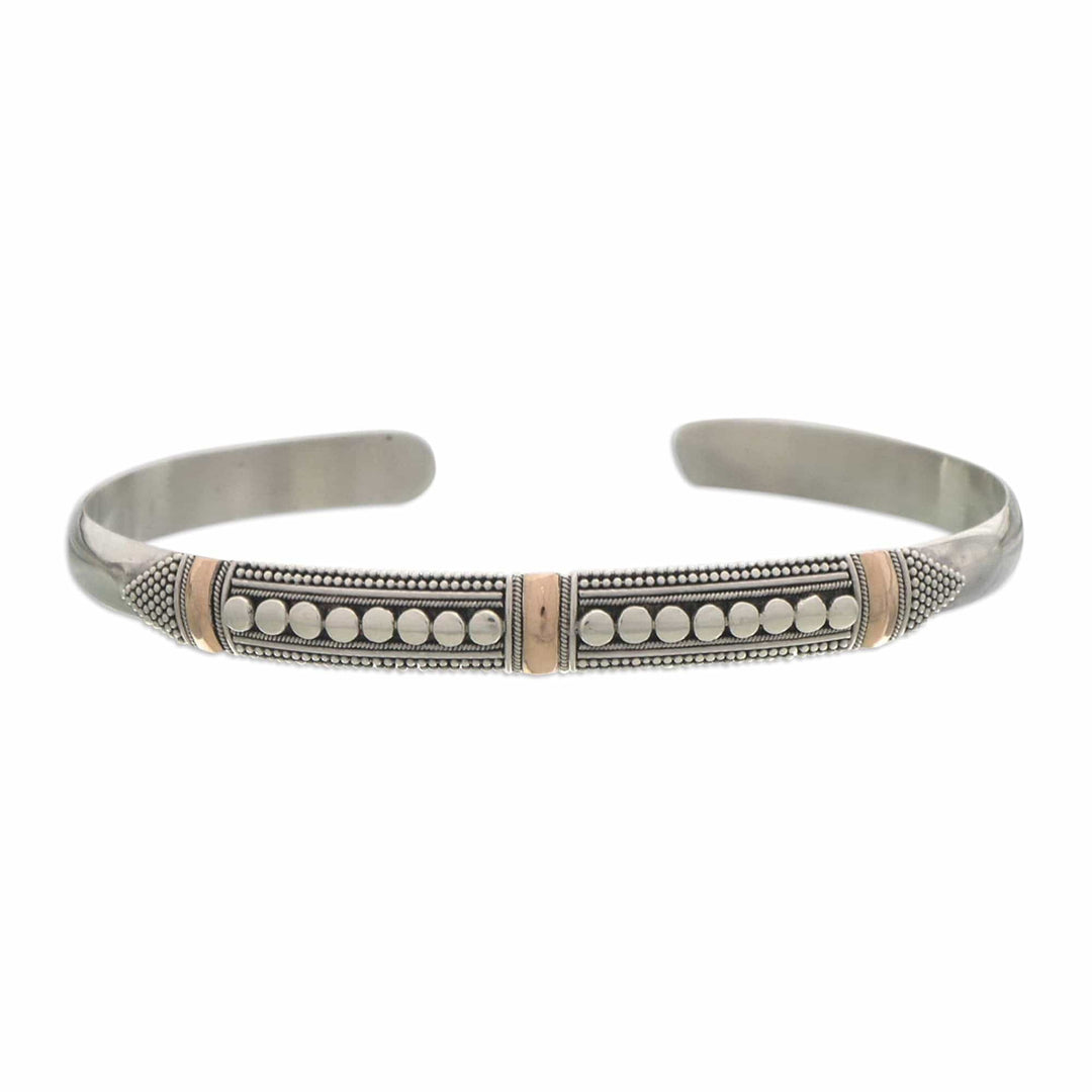 Sterling Silver Gold Accent Cuff Bracelet - Fireflies