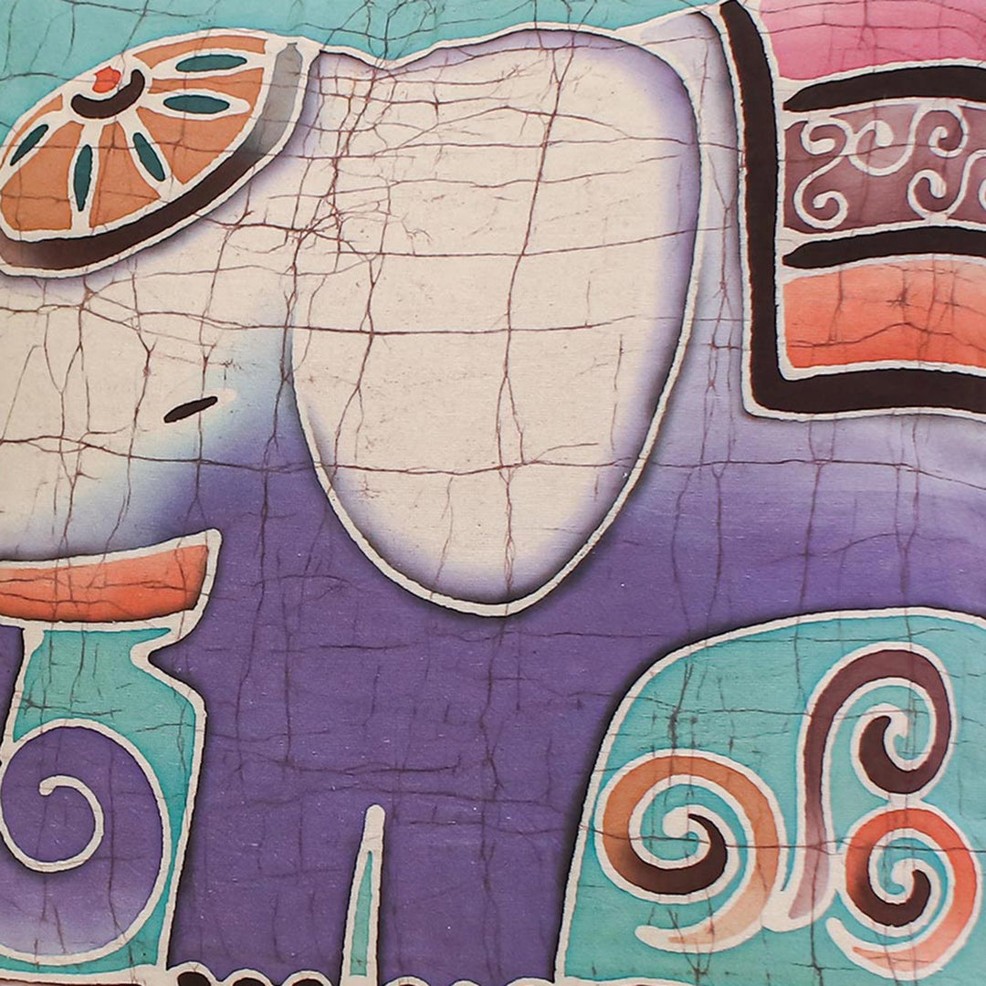 Hand Crafted Cotton Cushion Covers (Pair) - Purple Pachyderm